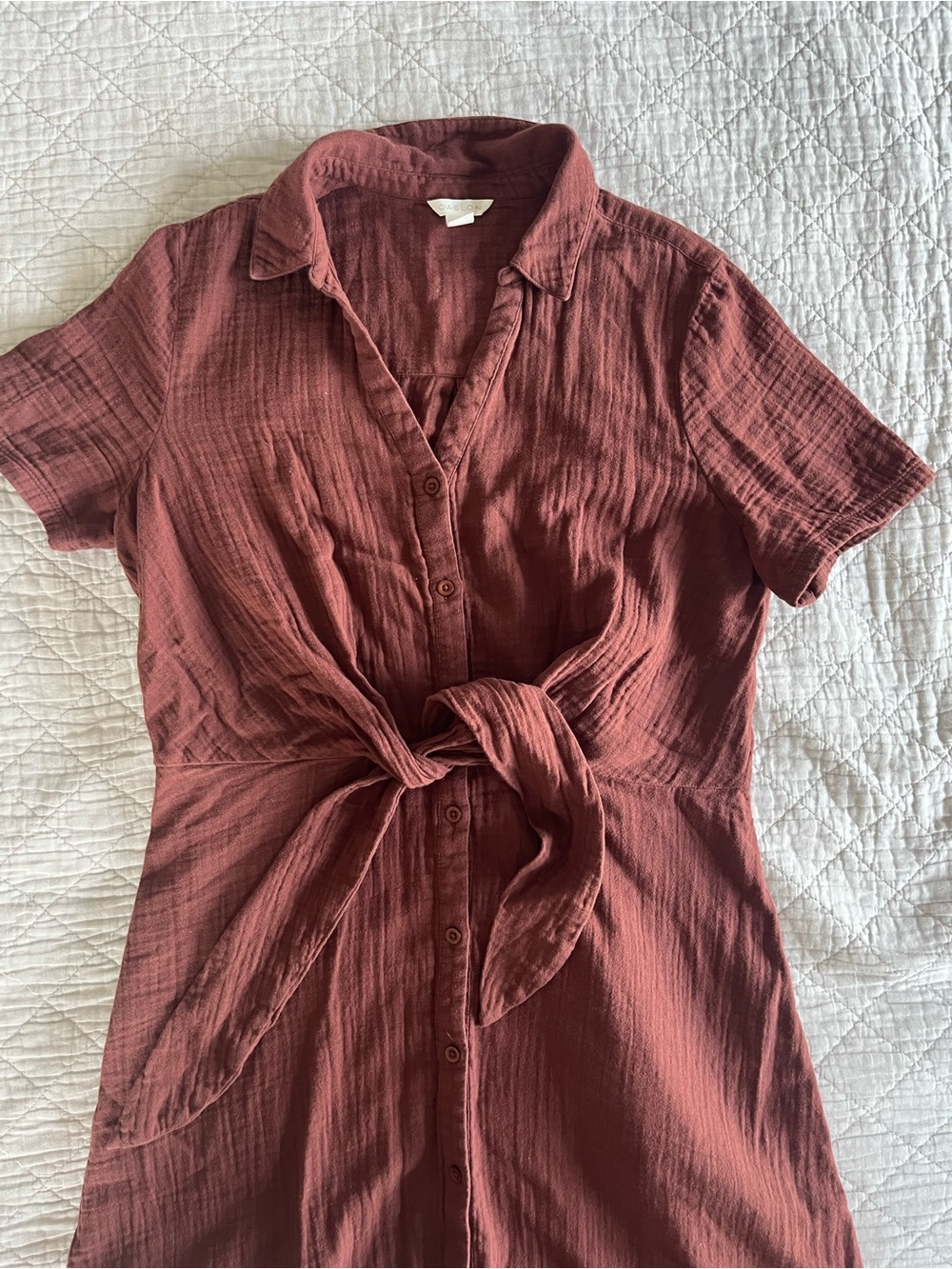 Caslon Rust Tie-Front Midi Shirt Dress - Picture 2 of 4